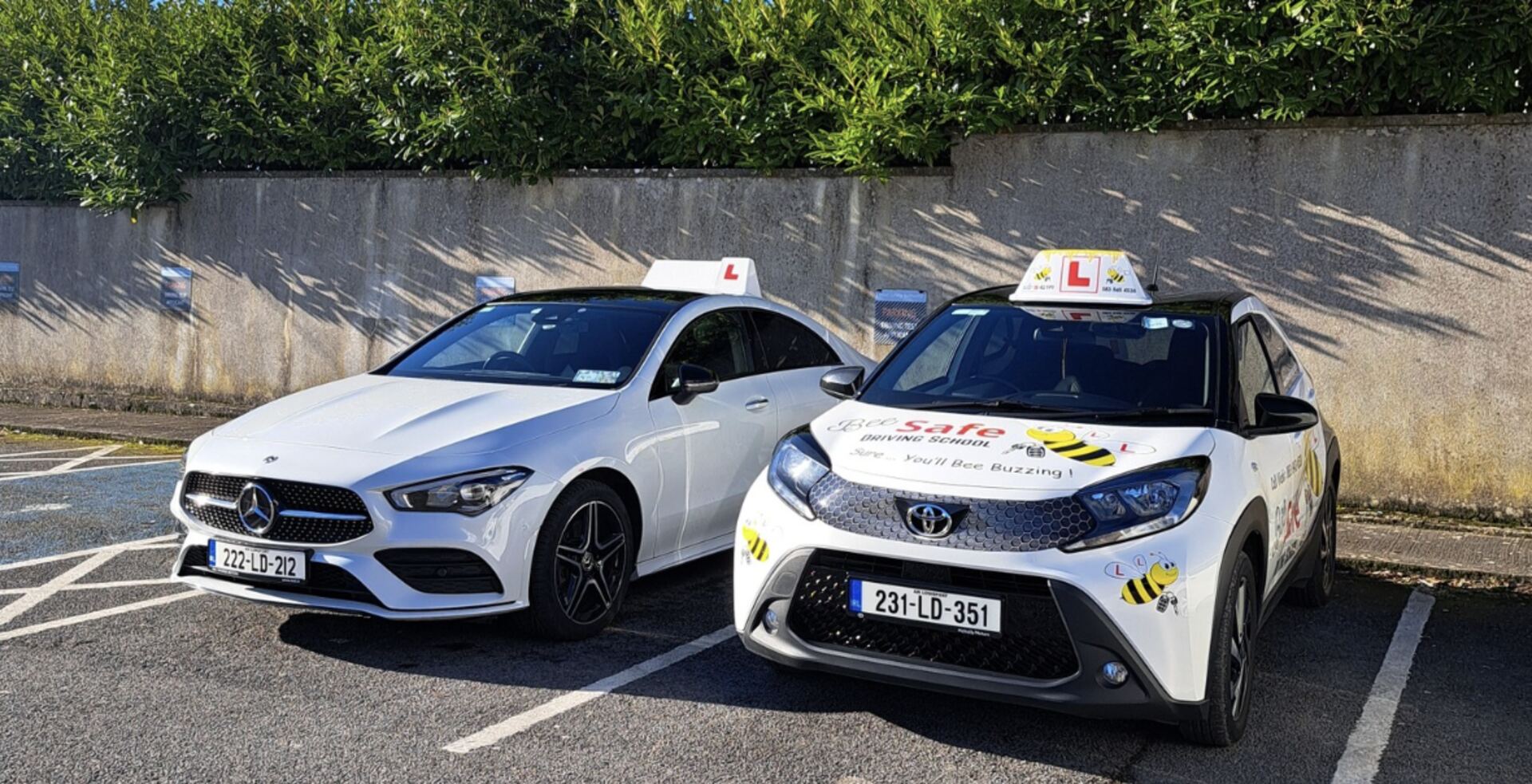 Bee Safe Driving School training cars with L-plates in Roscommon